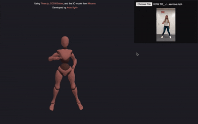 Human Pose To 3D Animation demo